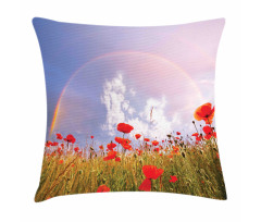 Poppy Flowers on Meadow Pillow Cover