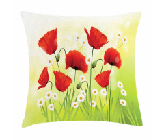 Floral Chamomile Poppy Pillow Cover