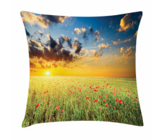 Sunset at Meadow Poppy Pillow Cover