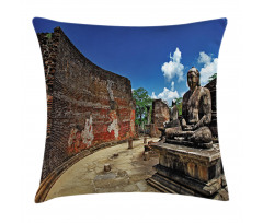 Asian Lotus Theme Building Pillow Cover