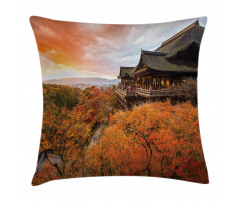 Japanese Building in Fall Pillow Cover