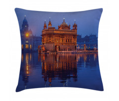 Golden Yellow Building Night Pillow Cover