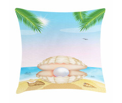 Shell on Sandy Beach Pillow Cover