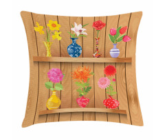 Cartoon Flowers in Vase Pillow Cover