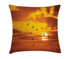 Birds Flying at Sunset Pillow Cover