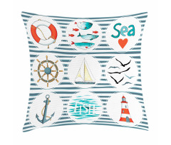 Marine Collage Pillow Cover