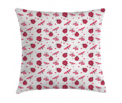 Dragonfly Ladybugs Hearts Pillow Cover