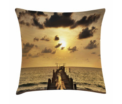 Old Wood Deck Sunset Pillow Cover