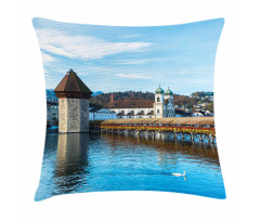 European Town Bridge Pillow Cover