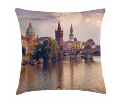 Prague River and Bridge Pillow Cover