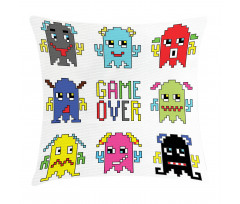 Pixel Robot Emotion Pillow Cover