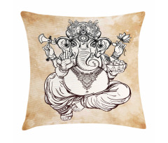 Vintage Grunge Elephant Motif Pillow Cover