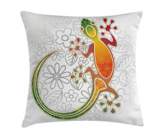 Art Frog Flowers Pillow Cover