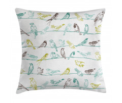 Birds Sitting on Wires Pillow Cover