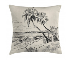 Tropical Beach Sketch Pillow Cover