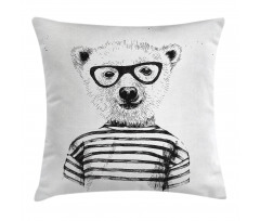 Bear in Glasses Fun Pillow Cover