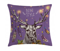 Wild Rein Deer Hand Drawn Pillow Cover