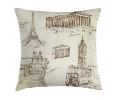 Travel over Europe Pillow Cover