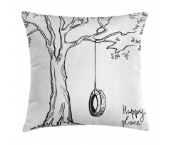 Happy Place Words Pillow Cover