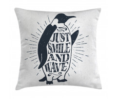 Penguin and Words Pillow Cover
