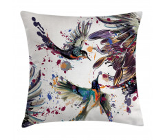 Lily Birds Watercolor Pillow Cover