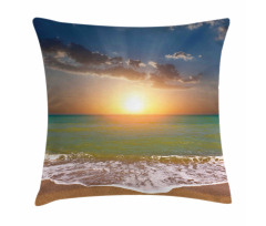 Sandy Beach Waves Sunset Pillow Cover