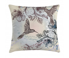 Birds Hibiscus Flowers Pillow Cover