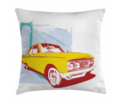 Old Car Grunge Artwork Pillow Cover