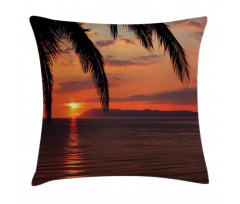 Sunrise on Sea and Palms Pillow Cover