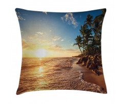 Palm Trees on Beach Pillow Cover