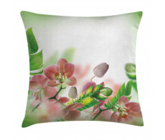 Orchids Blossoms Leaves Pillow Cover