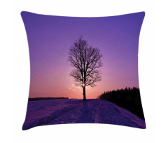 Oak Sunset Winter Time Pillow Cover