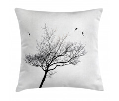 Tree Flying Birds Pillow Cover