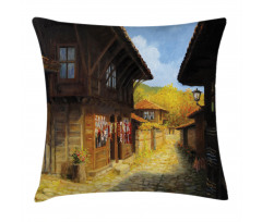 Wooden Houses in Fall Pillow Cover