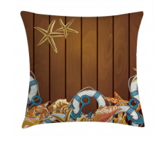Seashell Anchor Wooden Pillow Cover