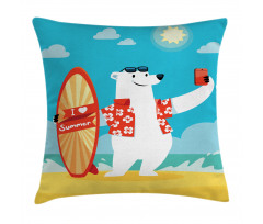 Polar Bear Selfie Surf Pillow Cover