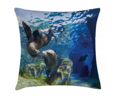 Playful Sea Lions Pillow Cover