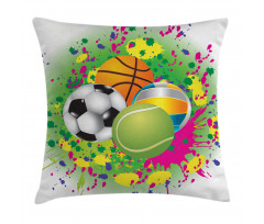 Sports Balls Splash Pillow Cover