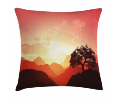Sunset Tree Mountains Pillow Cover
