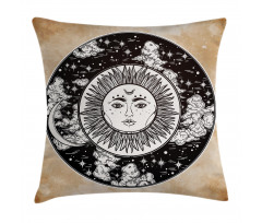Sun Face Moon Pillow Cover