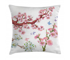 Vivid Flowering Branch Pillow Cover