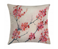 Vintage Sakura Flowers Pillow Cover