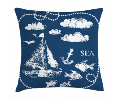 Boat Clouds Anchor Pillow Cover