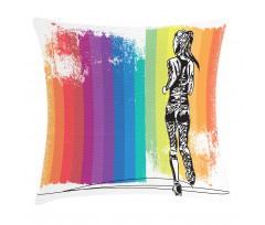 Marathon Runner Ombre Pillow Cover