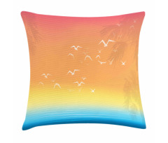 Seagull Palm Trees Sun Pillow Cover