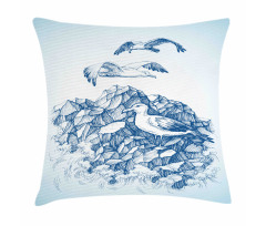 Seagull Mountain Sketch Pillow Cover