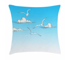 Seagulls Flying Ombre Sky Pillow Cover