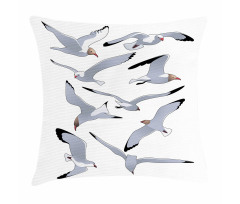 Flying Seagulls Cartoon Pillow Cover