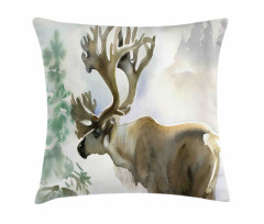 Winter Forest Paint Style Pillow Cover