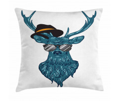 Teal Hipster Antler Print Pillow Cover